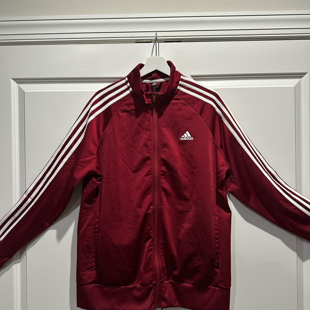 Adidas Burgundy and White Track Jacket